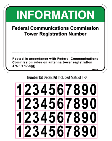 Picture of P-004: Tower Information Polyethylene Sign with Number Kit